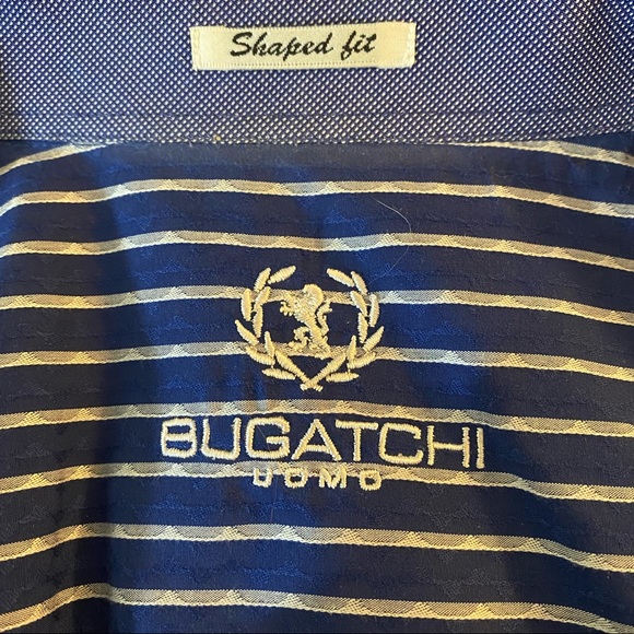 Bugatchi Men’s Long Sleeved Button Down Shirt Royal blue w/ Silver Gray Stripes - Picture 8 of 13